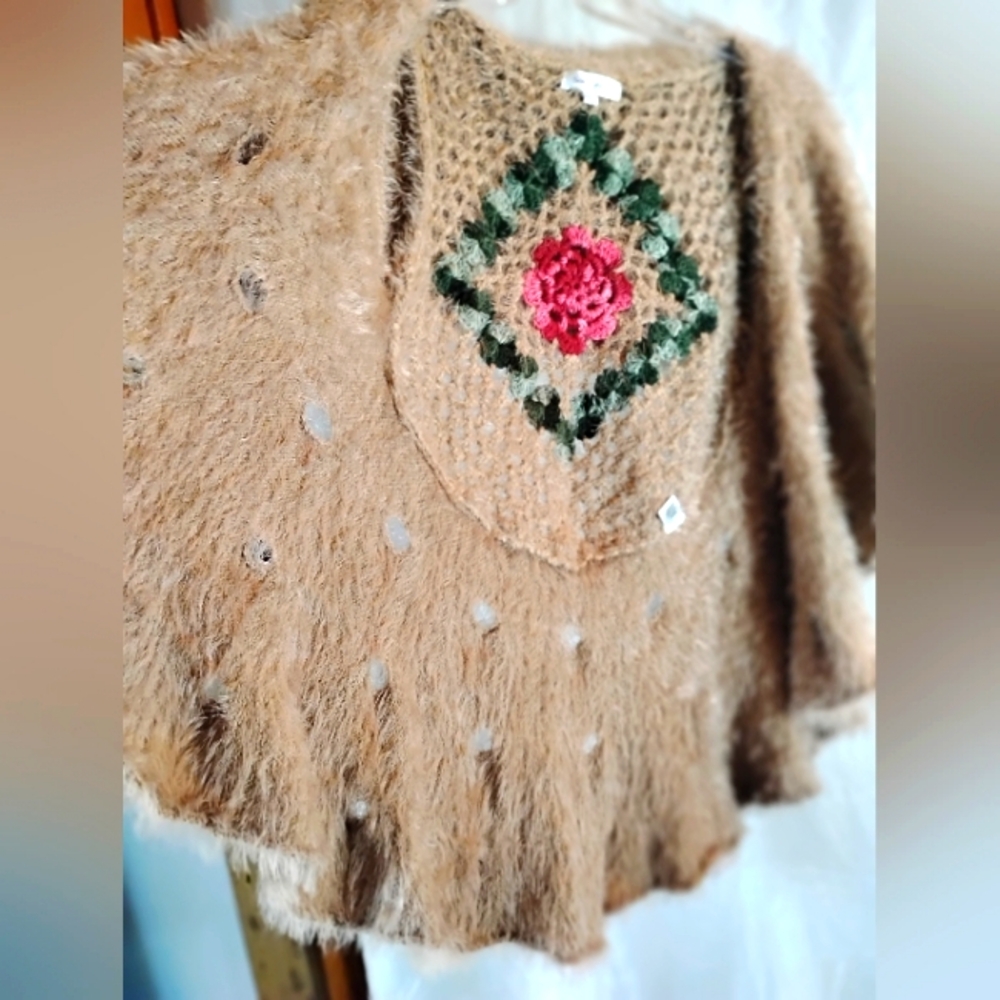Vintage soho chick hand embroidery Mohair vest shabby boho retro hipster - Picture 9 of 12